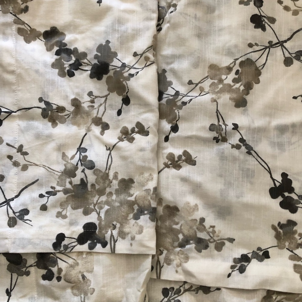 DKNY Floral Branch Print Curtain in Beige and Gray
